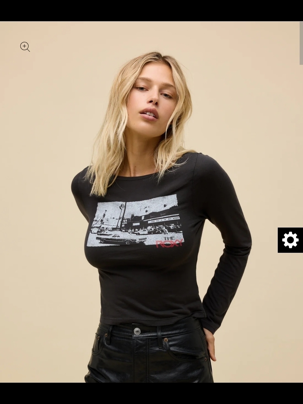 Black DAYDREAMER Long-Sleeve The ROXY Photo Tee- Boatneck M- (Fits Like XS!)